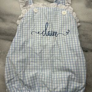 Blue and White Gingham Eliza James Bubble, Claire monogram